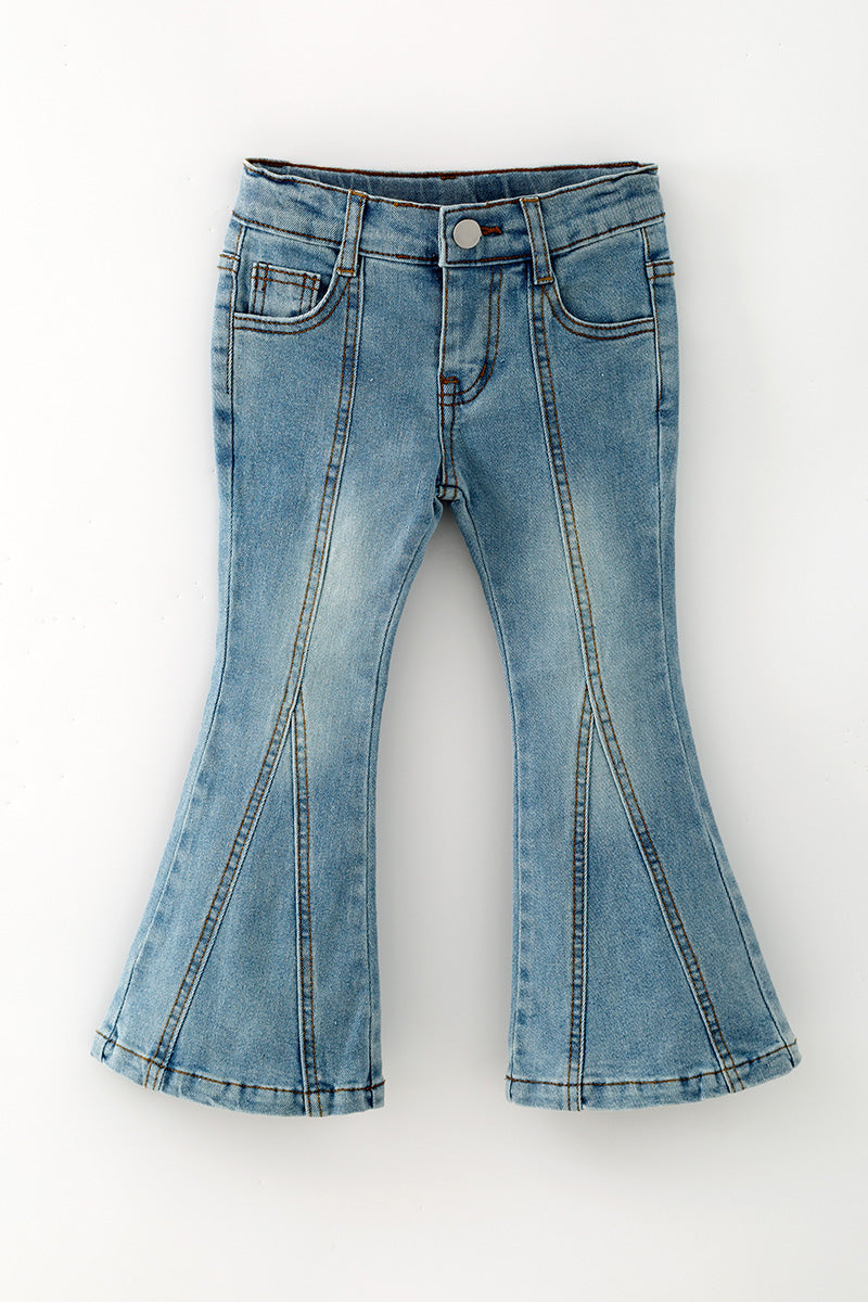 Bootcut denim pants w/ adjustable waistband. PNG60324 -S-