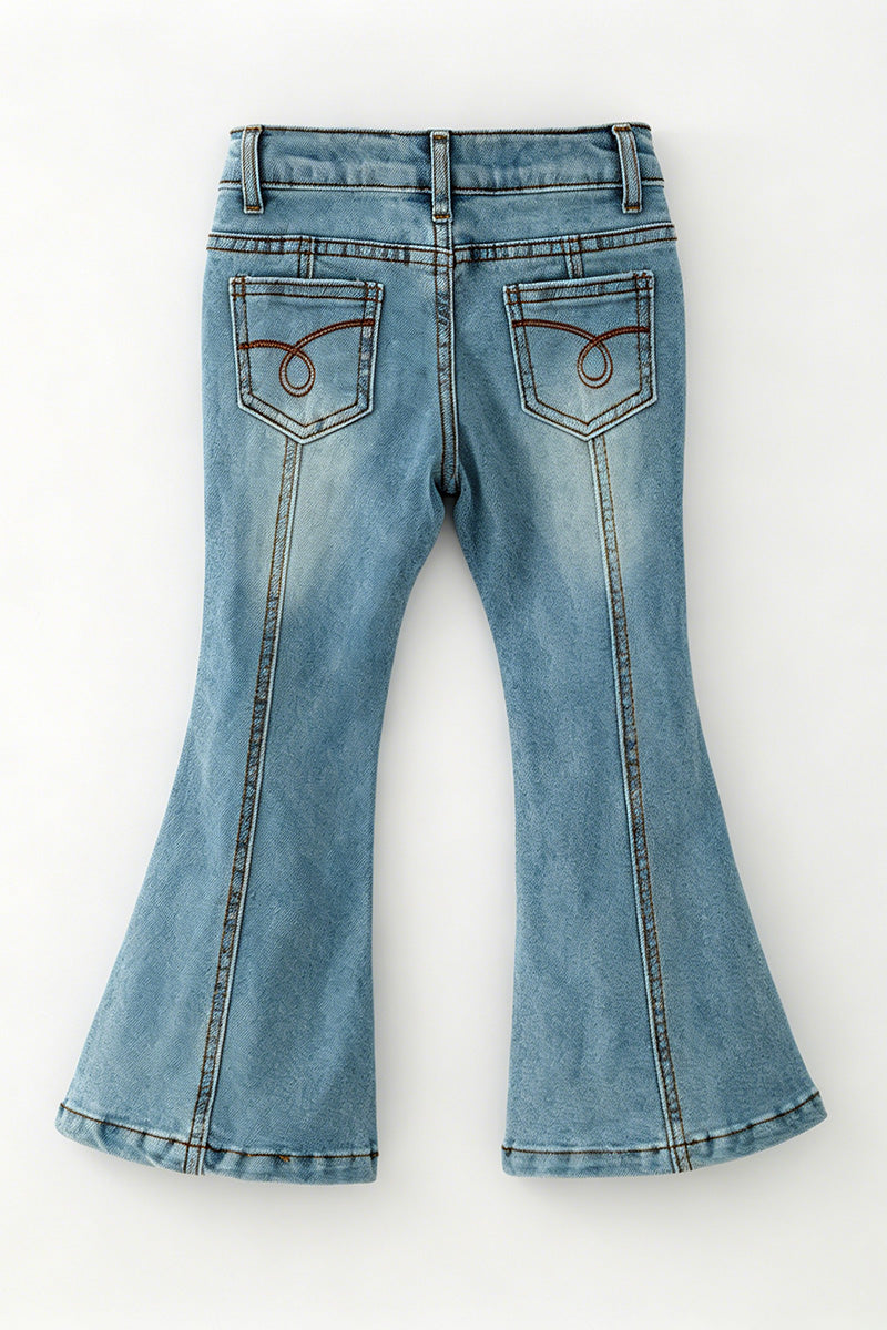 Bootcut denim pants w/ adjustable waistband. PNG60324 -S-
