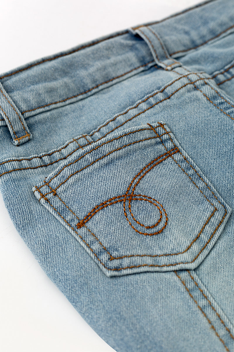Bootcut denim pants w/ adjustable waistband. PNG60324 -S-