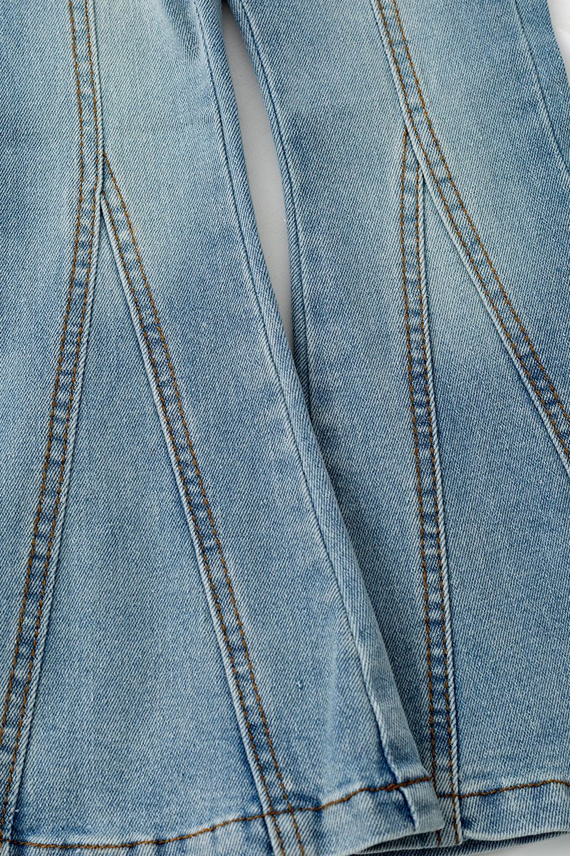Bootcut denim pants w/ adjustable waistband. PNG60324 -S-