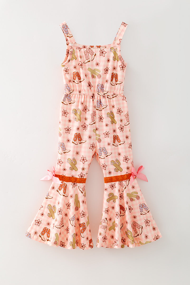 Gingham western printed romper. PNG60276 M-