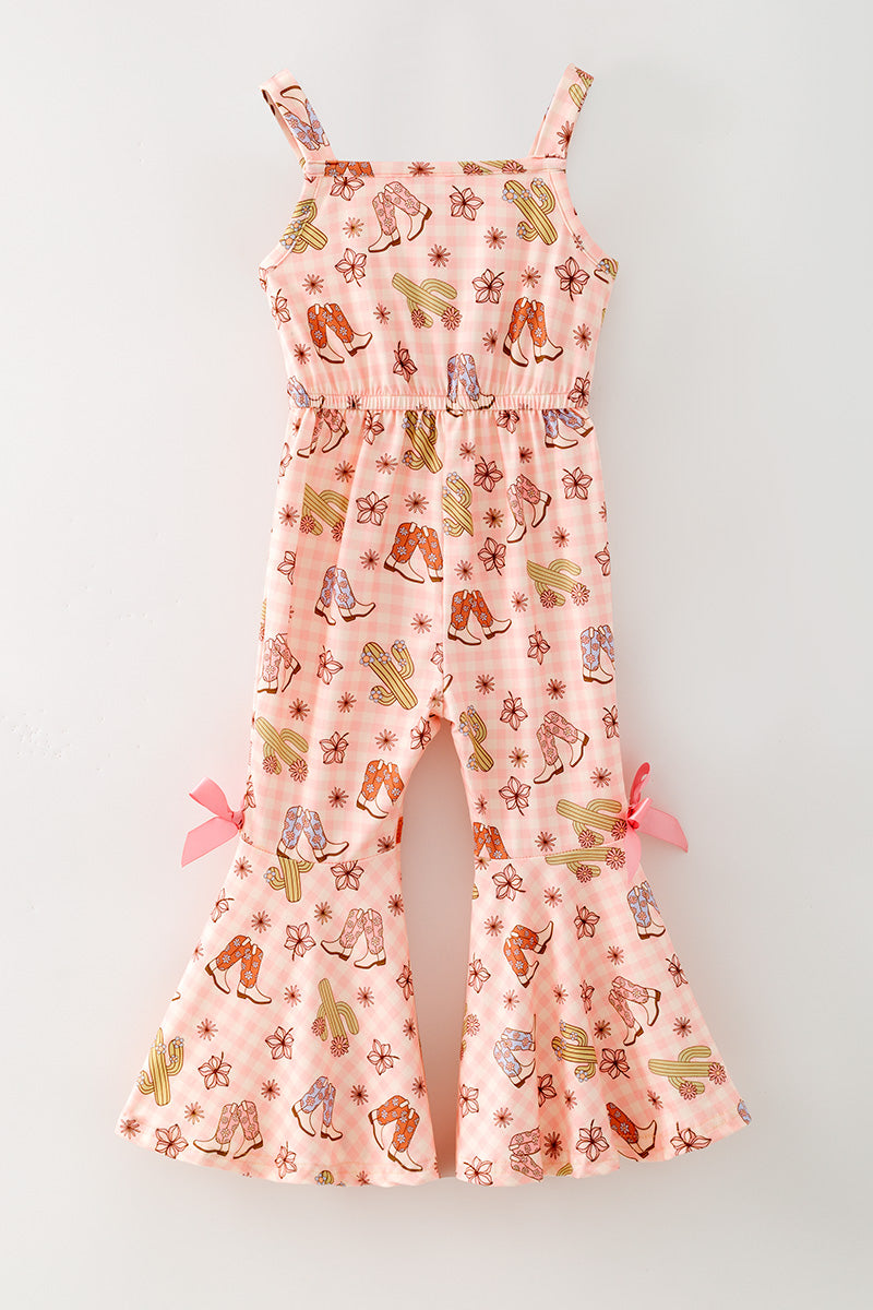 Gingham western printed romper. PNG60276 M-
