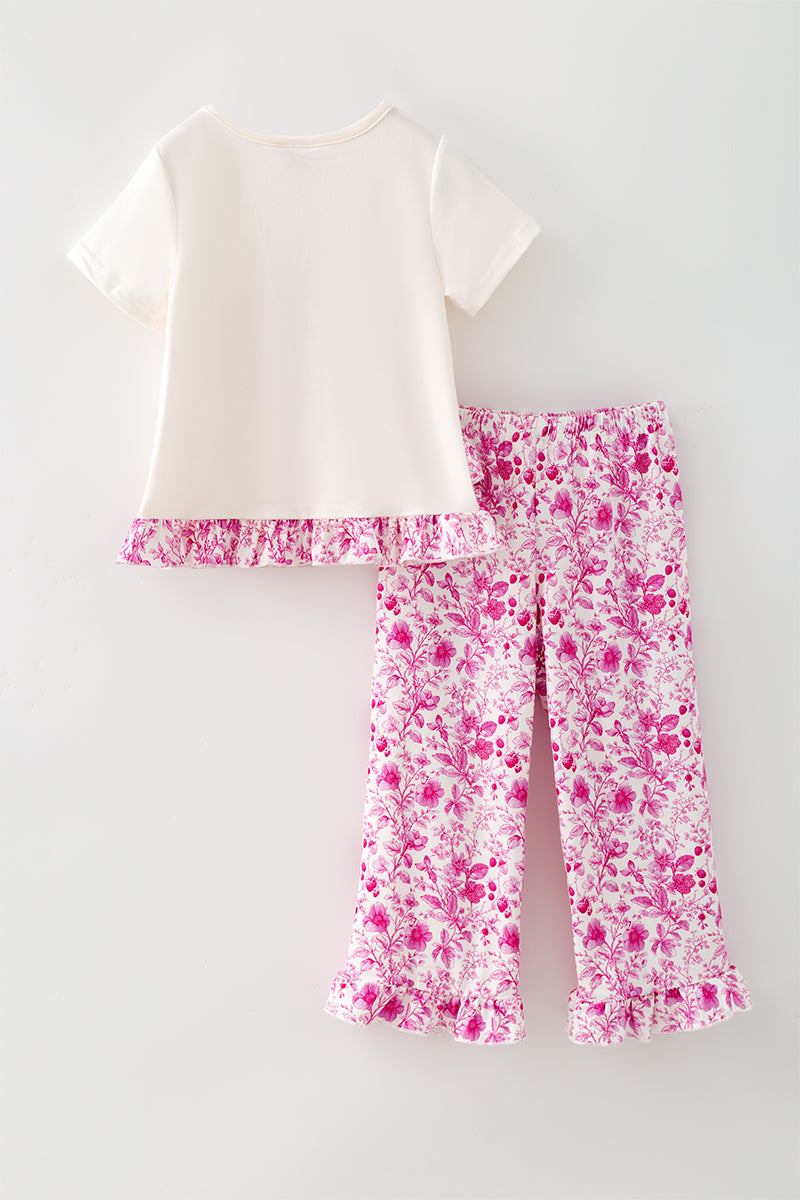 Howdy Western printed tunic w/ruffle hem & floral pants. OFG62613 -M-