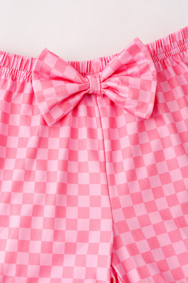 Pink checkered printed top & shorts. OFG62616 -A-