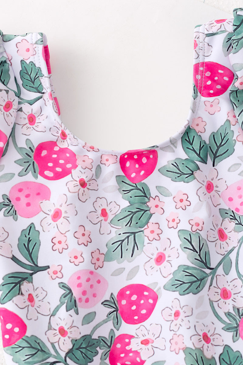 Pink strawberry printed girls swimsuit. SWG60182 -A-