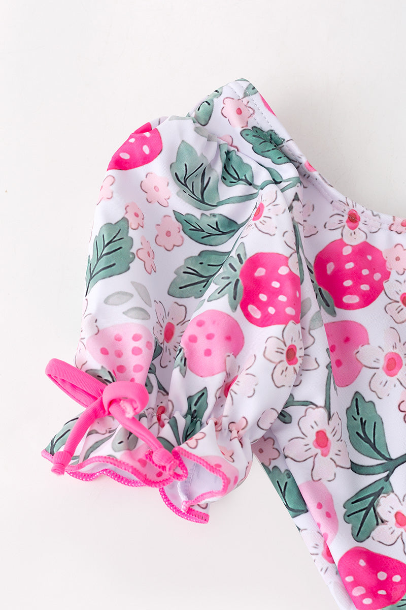 Pink strawberry printed girls swimsuit. SWG60182 -A-