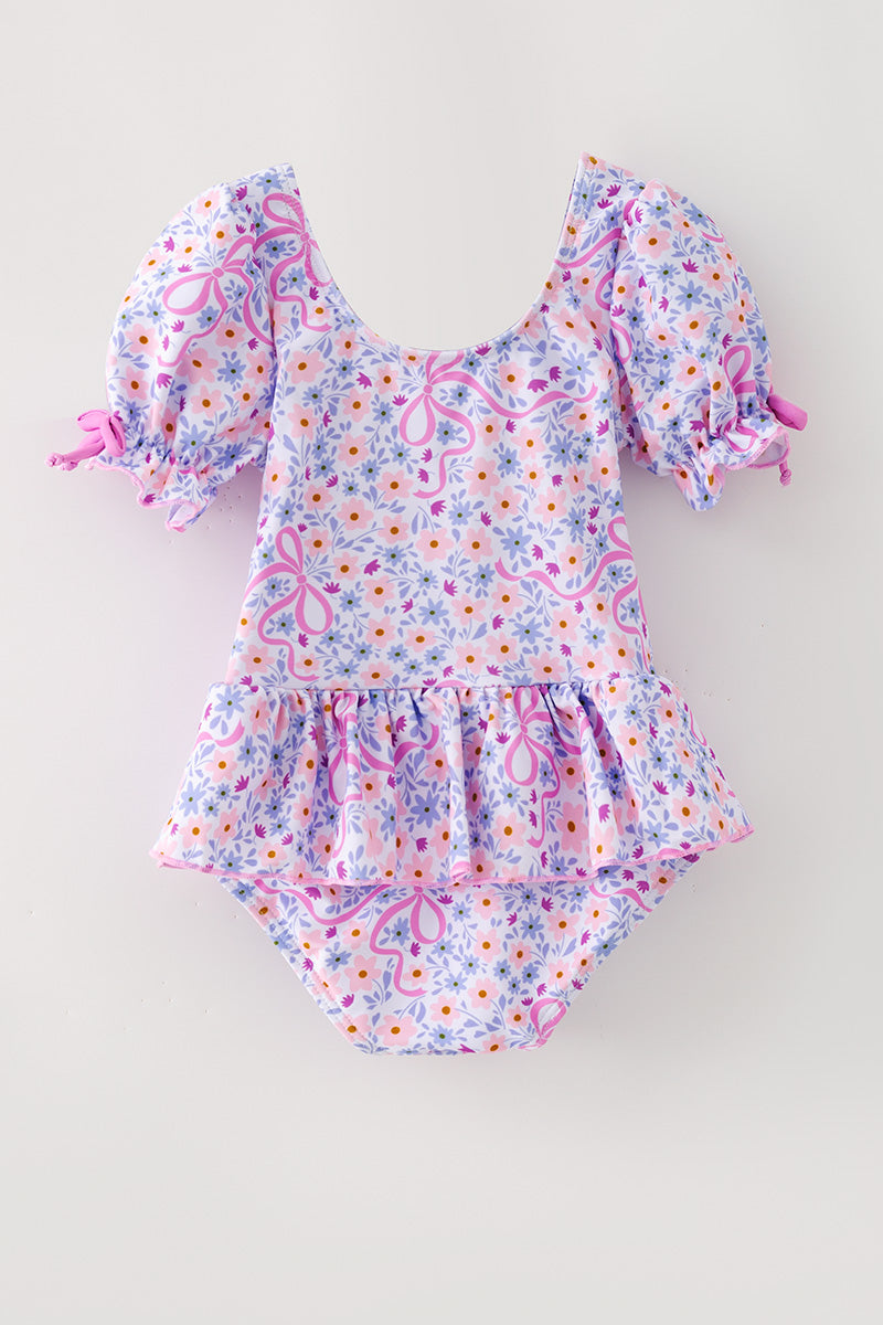 Floral & coquette bow printed swimsuit. SWG60181 M-