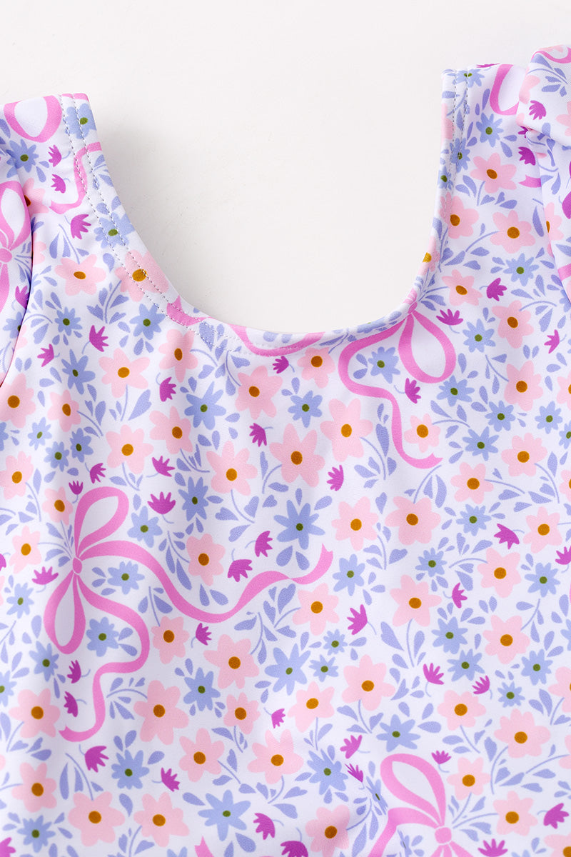 Floral & coquette bow printed swimsuit. SWG60181 M-