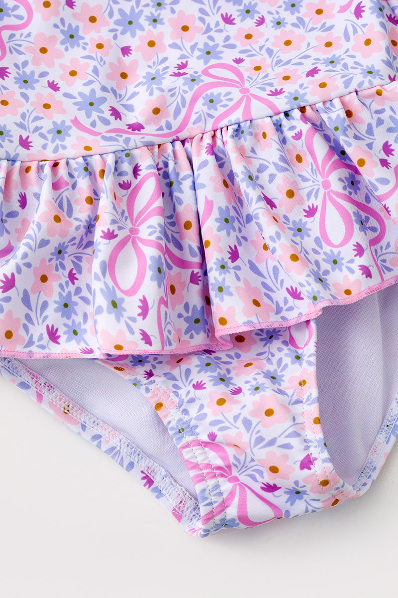 Floral & coquette bow printed swimsuit. SWG60181 M-