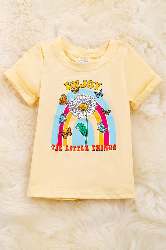 Pale yellow "Enjoy the little things" tee shirt