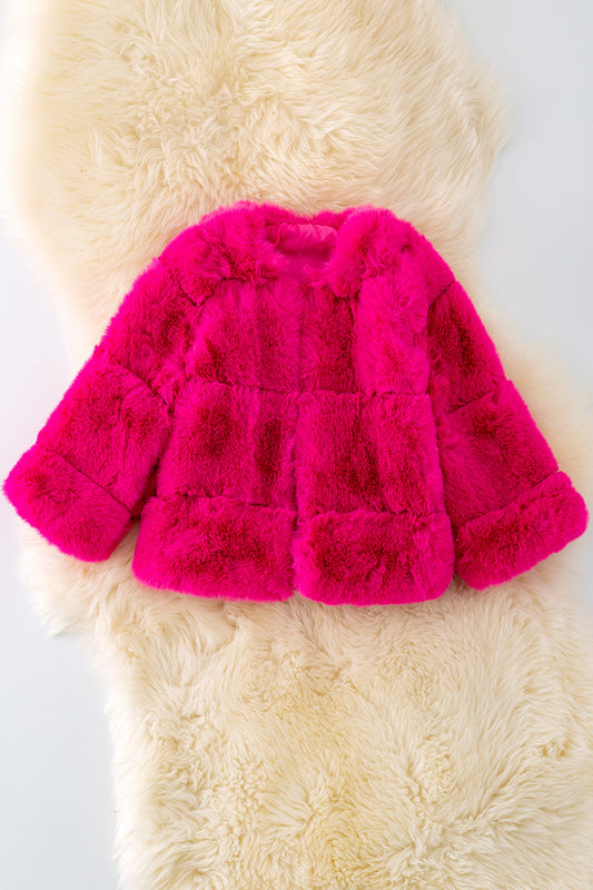 Fuchsia faux fur cozy jacket.