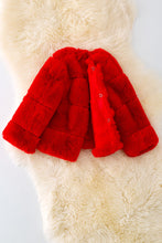 Load image into Gallery viewer, Red faux fur cozy jacket.
