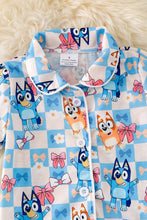 Load image into Gallery viewer, Blu** checkered printed pajama set.
