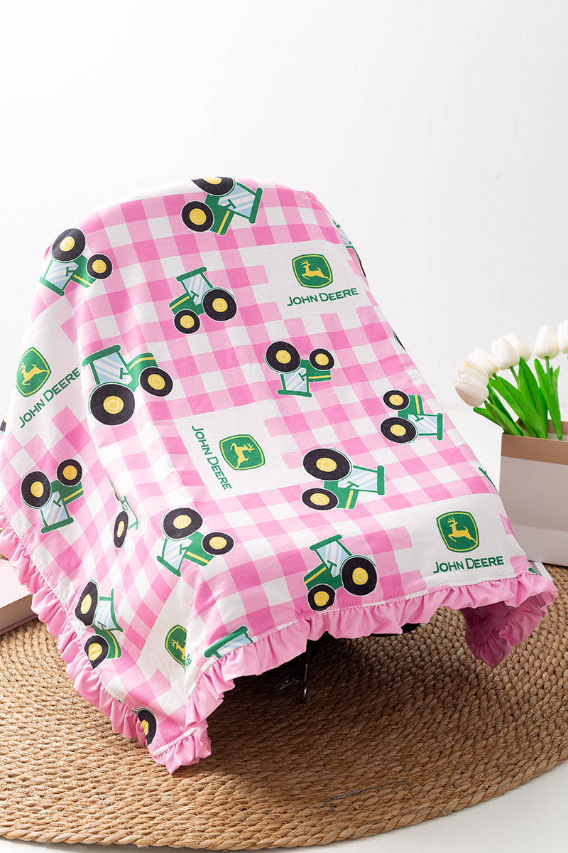 J*hn deer gingham baby blanket. 35"X35"
