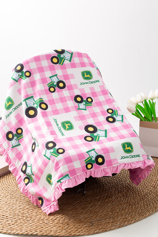 J*hn deer gingham baby blanket. 35"X35"