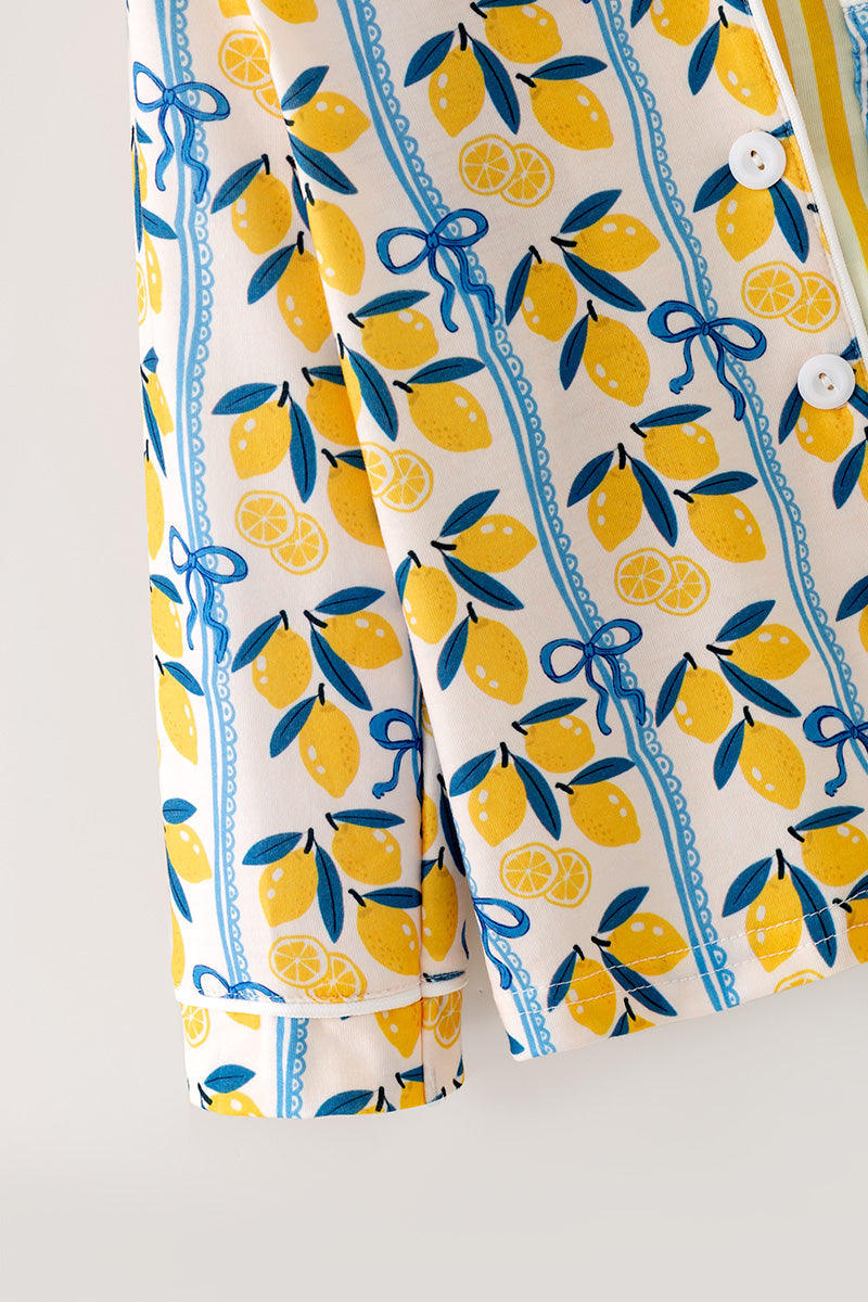 Half Lemon half stripe printed girls pajamas. PJG60440 -A-