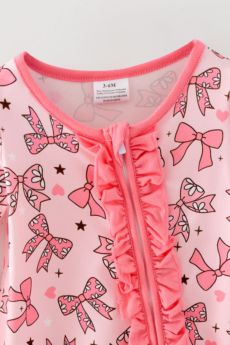 Bow printed baby onesie with fold over footie.  RPG62913