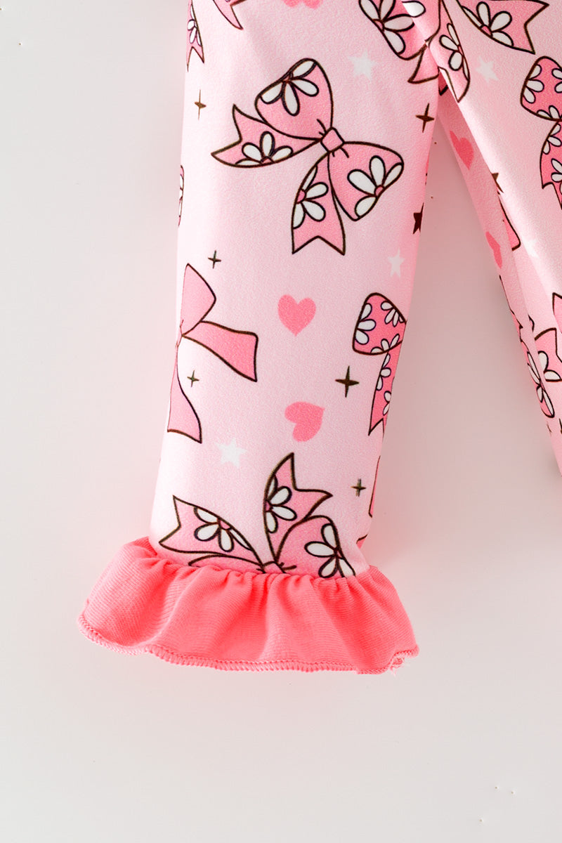 Bow printed baby onesie with fold over footie.  RPG62913