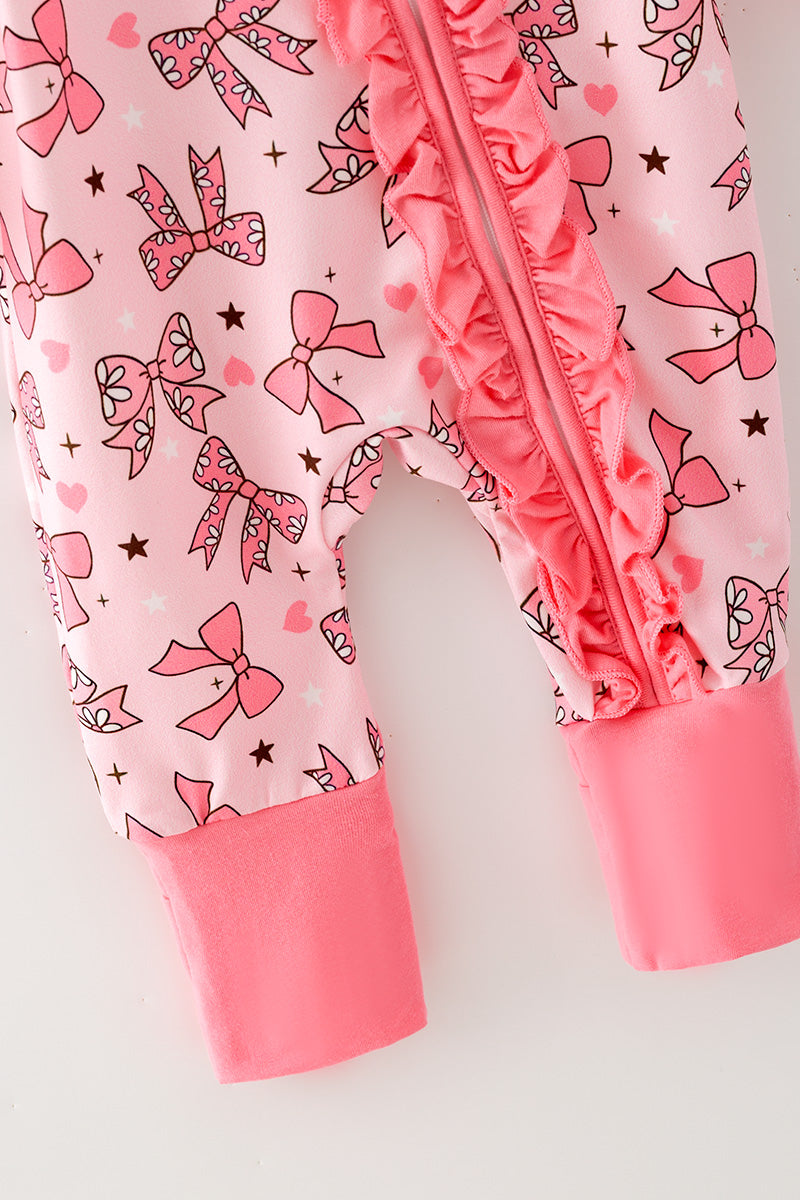 Bow printed baby onesie with fold over footie.  RPG62913