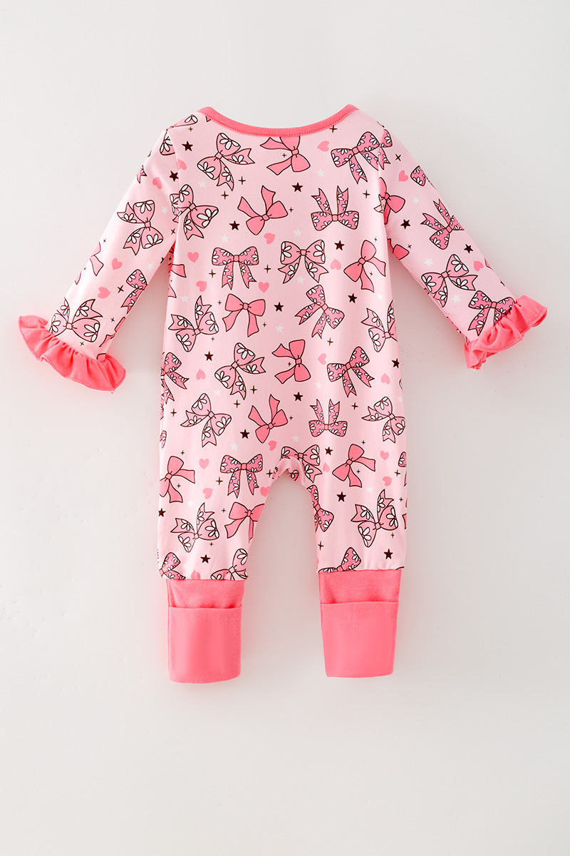Bow printed baby onesie with fold over footie.  RPG62913