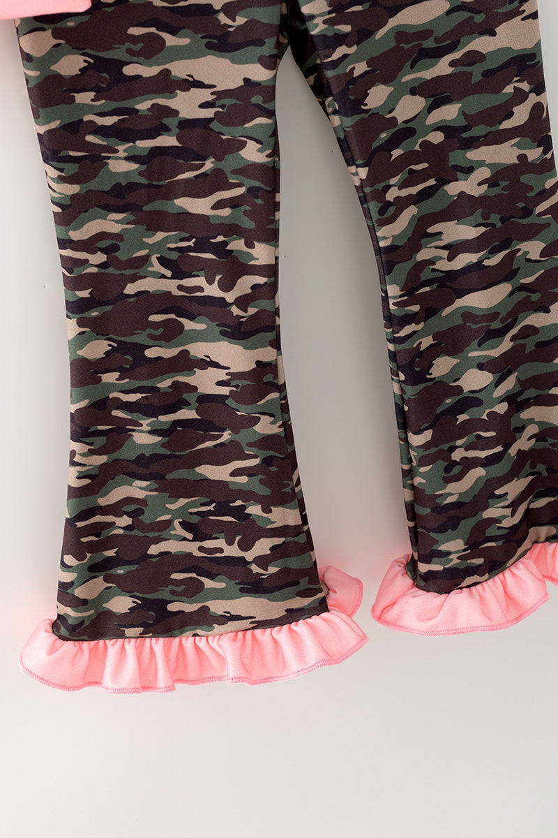 Camouflage Christmas tree & bow printed sweatshirt & pants. OFG61876 MONSE