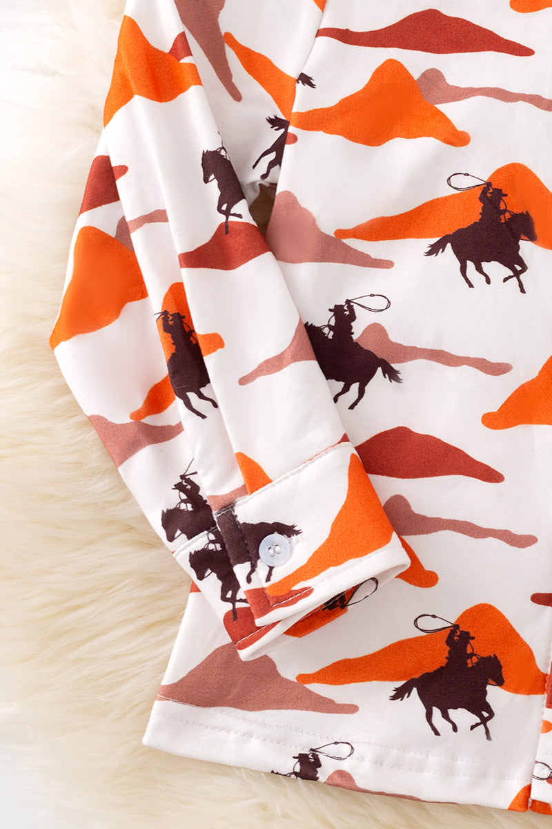 Dessert Cowboy button up shirt with collar. AMY
