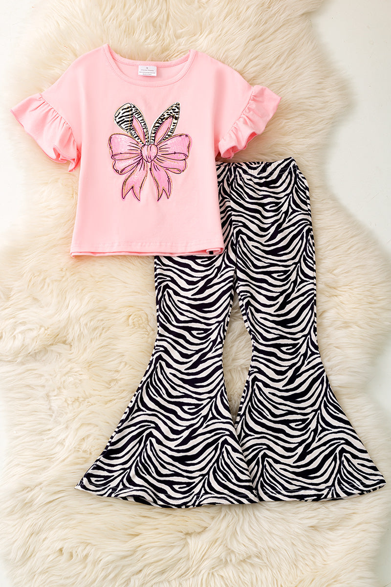 Easter bunny zebra printed top & bottoms.
