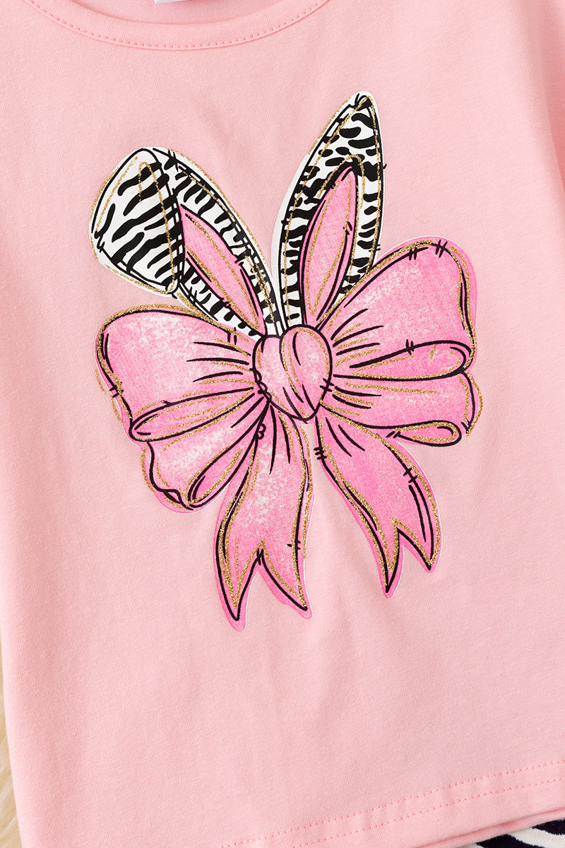 Easter bunny zebra printed top & bottoms.