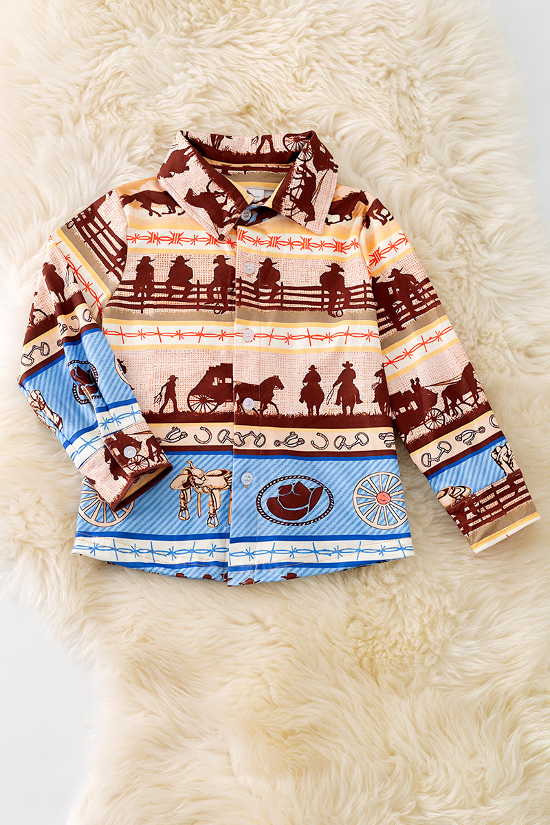 Cowboy button up long sleeve shirt. TPB50455