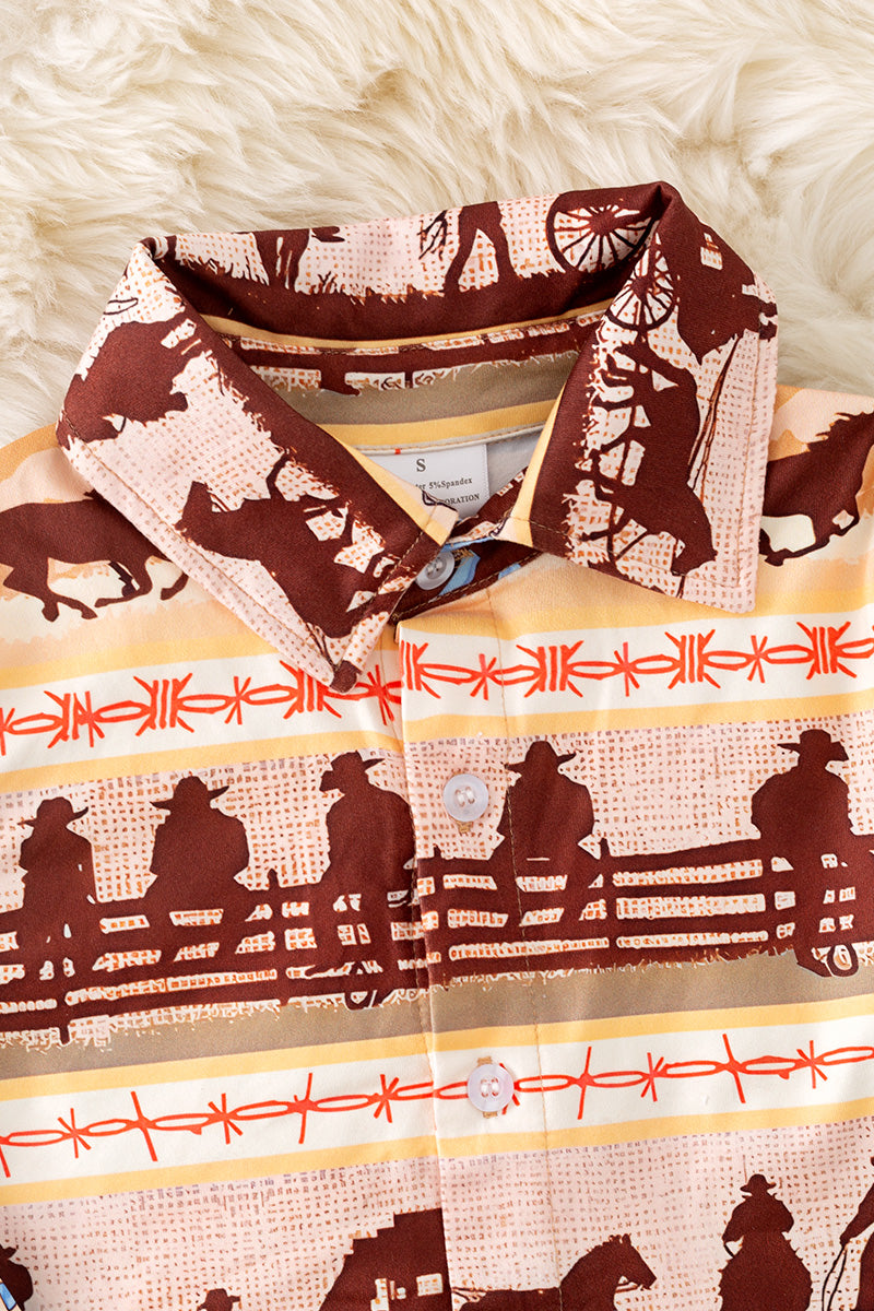 Cowboy button up long sleeve shirt. TPB50455