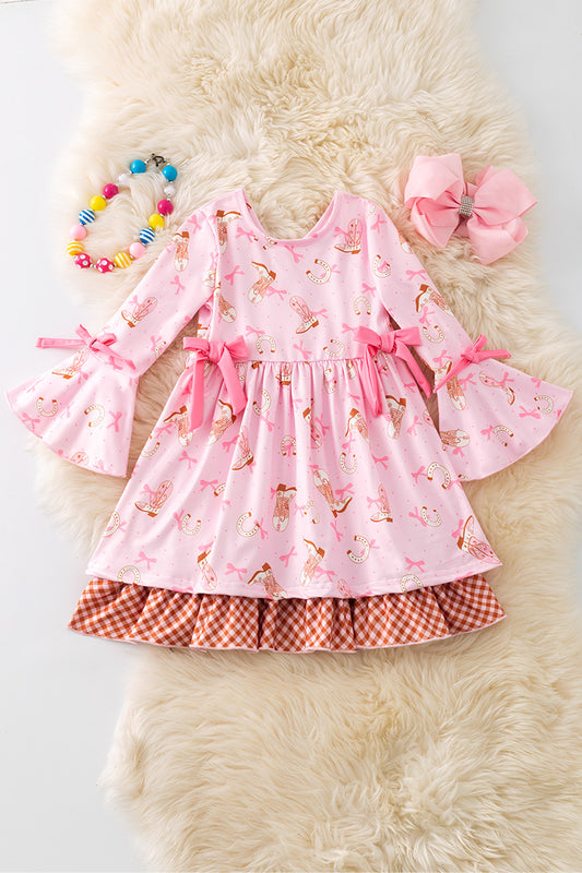 (Western) Coquette western printed girls dress. DRG52619