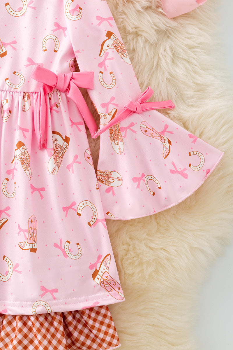 (Western) Coquette western printed girls dress. DRG52619
