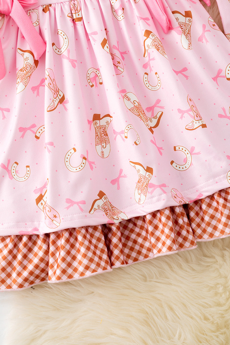 (Western) Coquette western printed girls dress. DRG52619