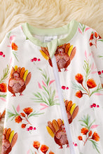 Load image into Gallery viewer, Turkey printed onesie perfect for Thanksgiving.
