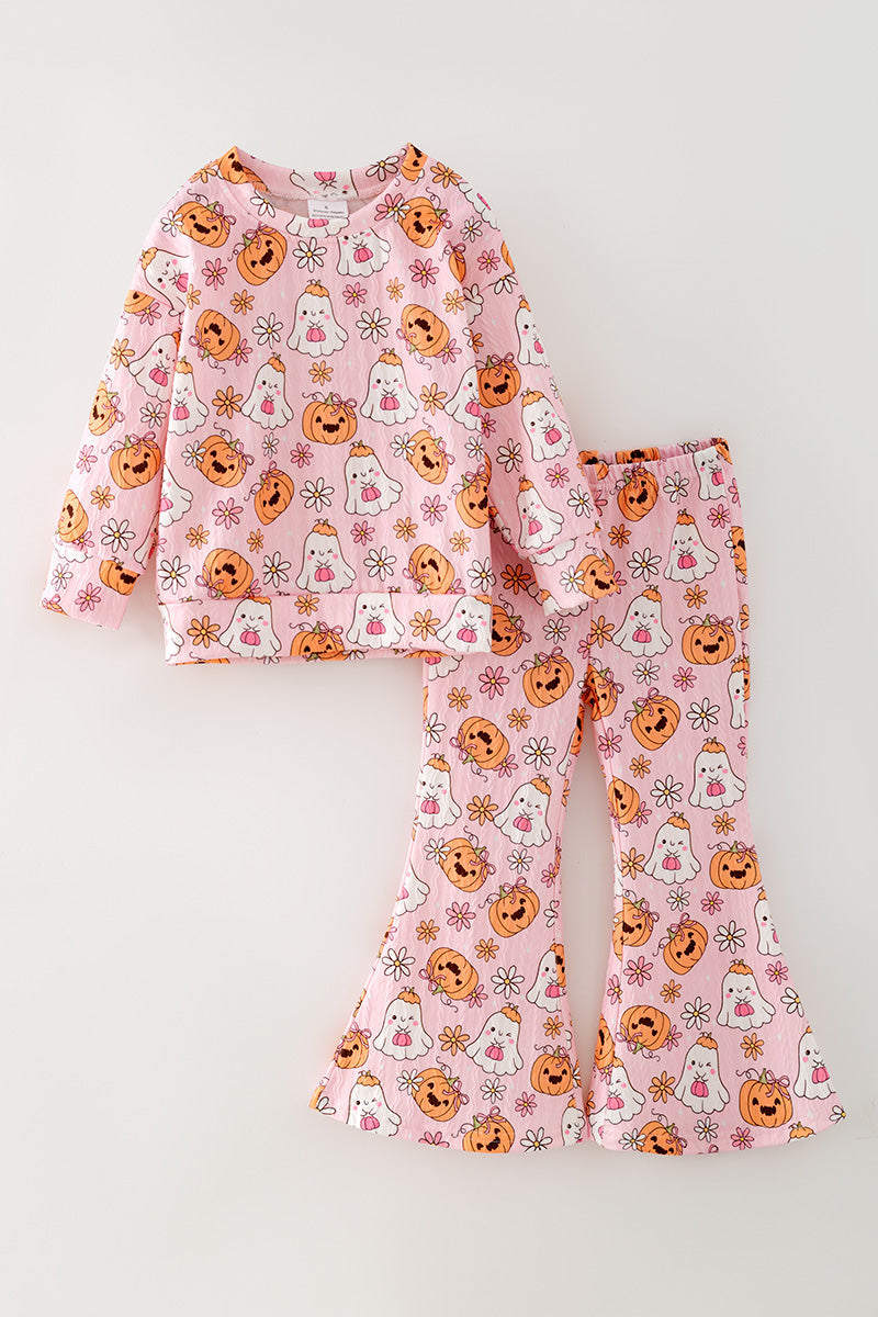 Pumpkin & ghost printed girls 2 piece set. OFG63144 -A-
