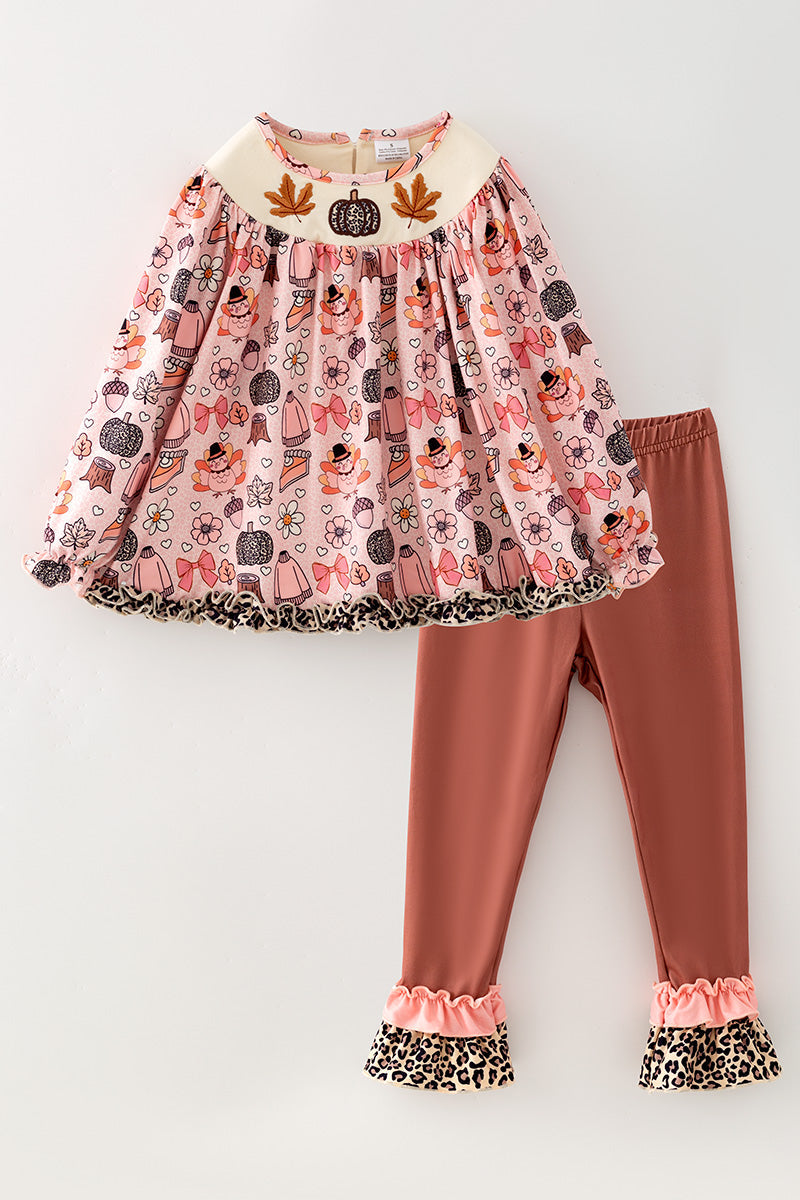Thanksgiving, turkey printed tunic and pants. OFG61879