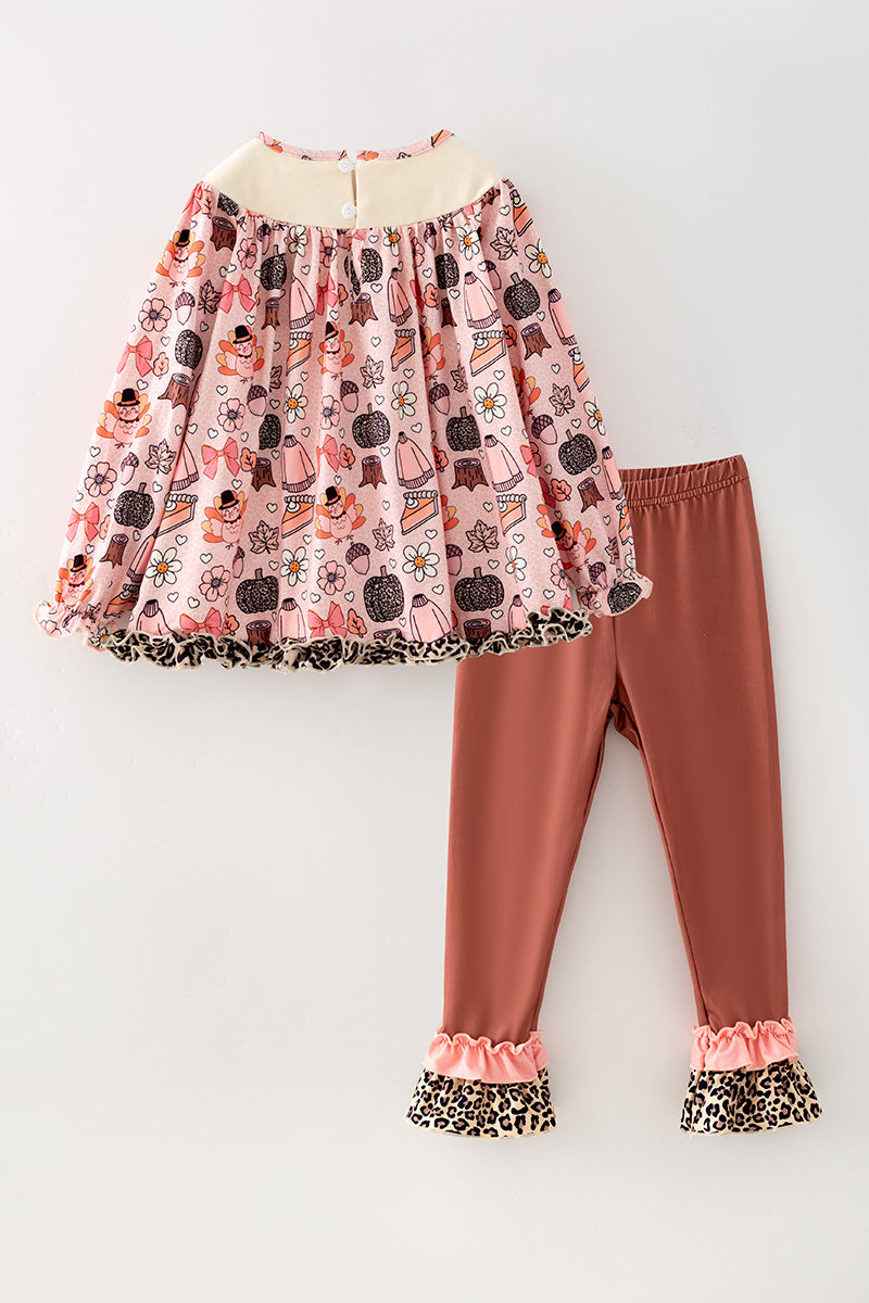 Thanksgiving, turkey printed tunic and pants. OFG61879