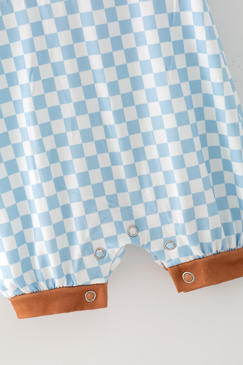 My first rodeo blue checkered with brown trim. RPB60576