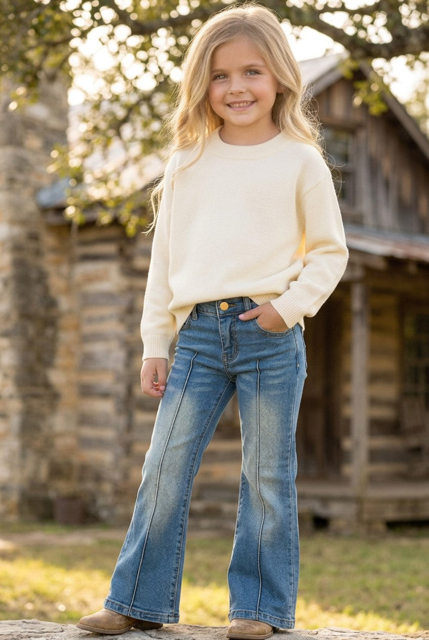 Straight cut denim pants with adjustable waistband. PNG60327 SOL