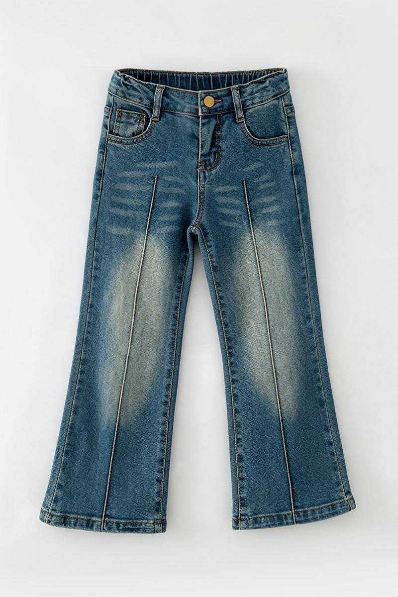 Straight cut denim pants with adjustable waistband. PNG60327 SOL