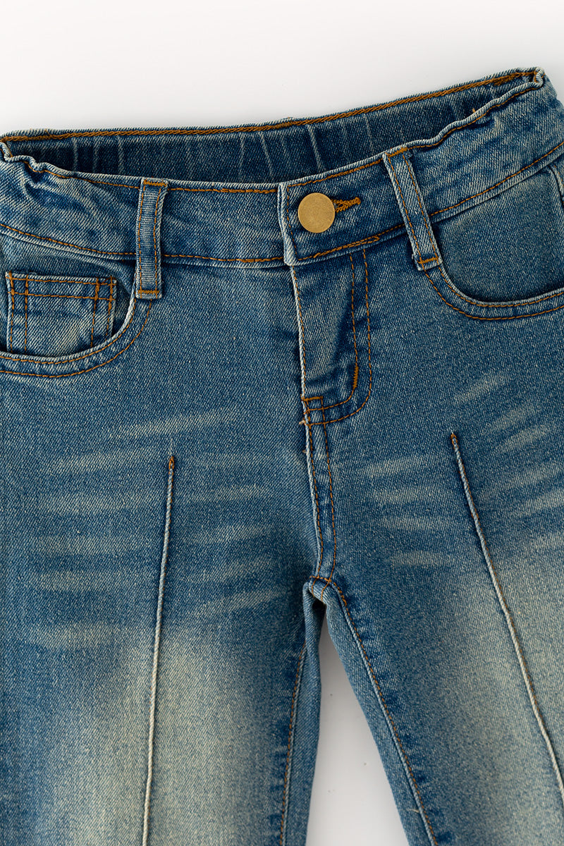 Straight cut denim pants with adjustable waistband. PNG60327 SOL