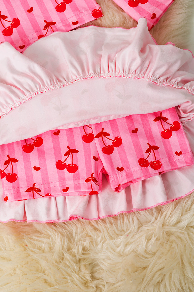 Cherry & stripe long sleeve top & skort.