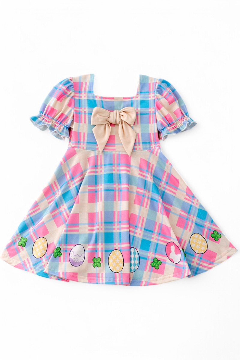 Pink & blue plaid Easter dress.