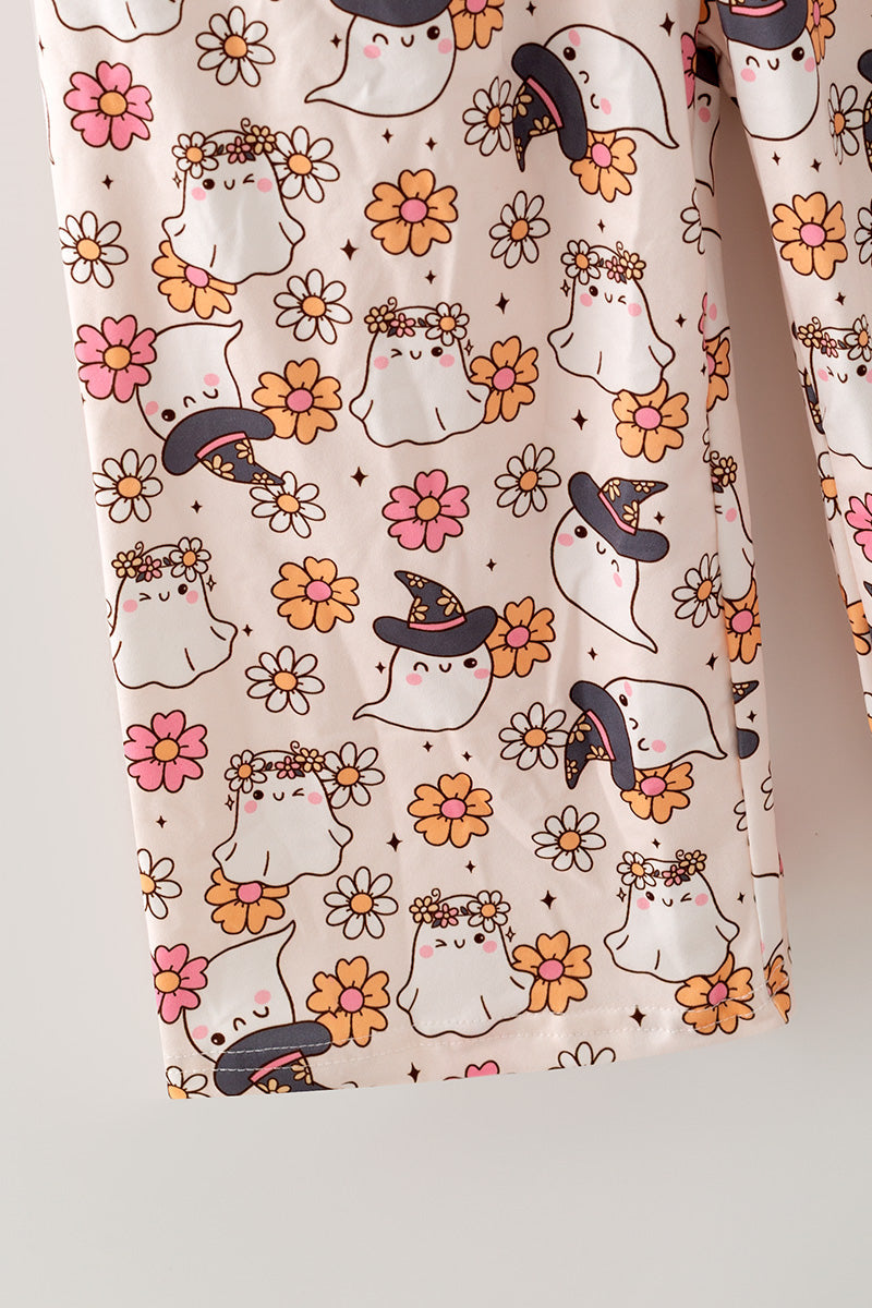 Floral & ghost printed girls jumpsuit with pockets. PNG60538 -M-