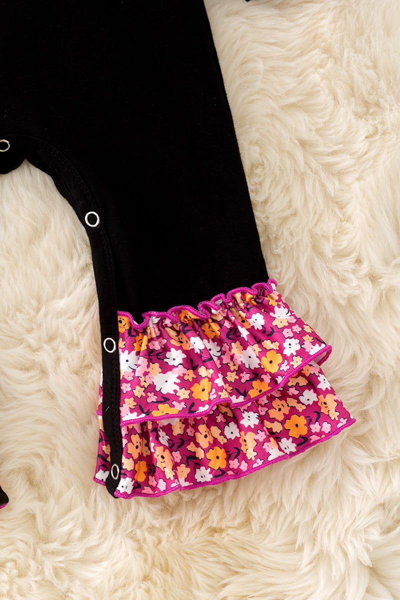 Black "BOO" Applique baby romper.
