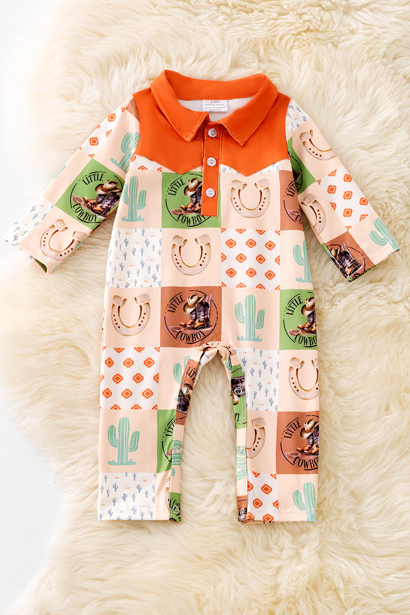 Multi printed western baby bodysuit w/snapps. (WESTERN)  RPB50324