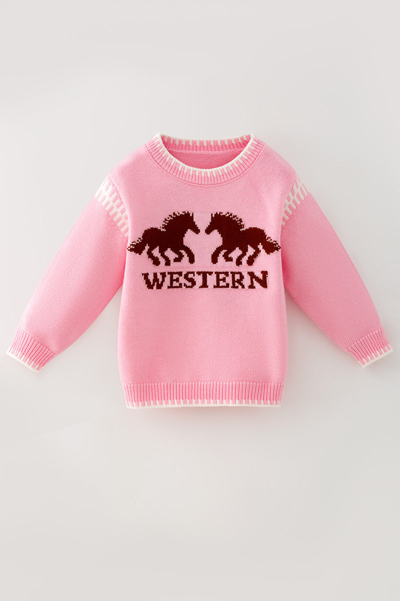 Pink Western sweater knit sweater. TPG60575