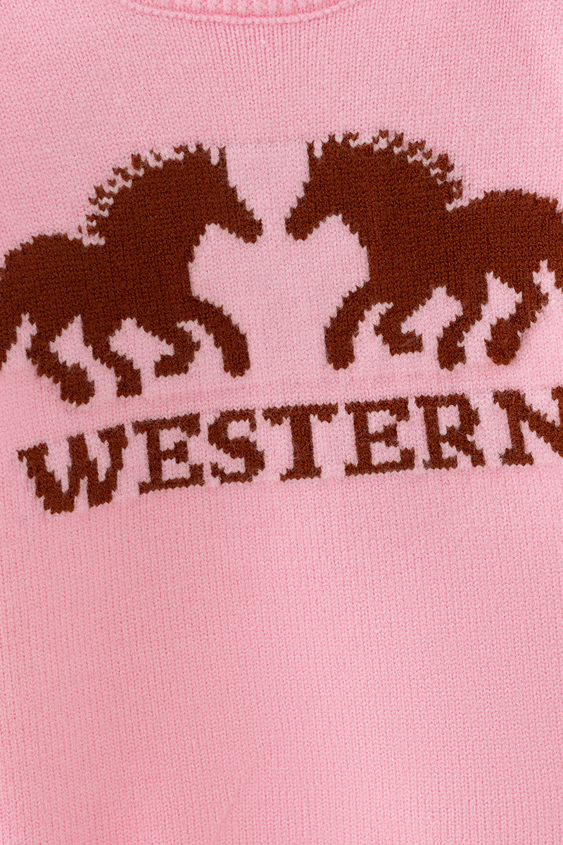 Pink Western sweater knit sweater. TPG60575