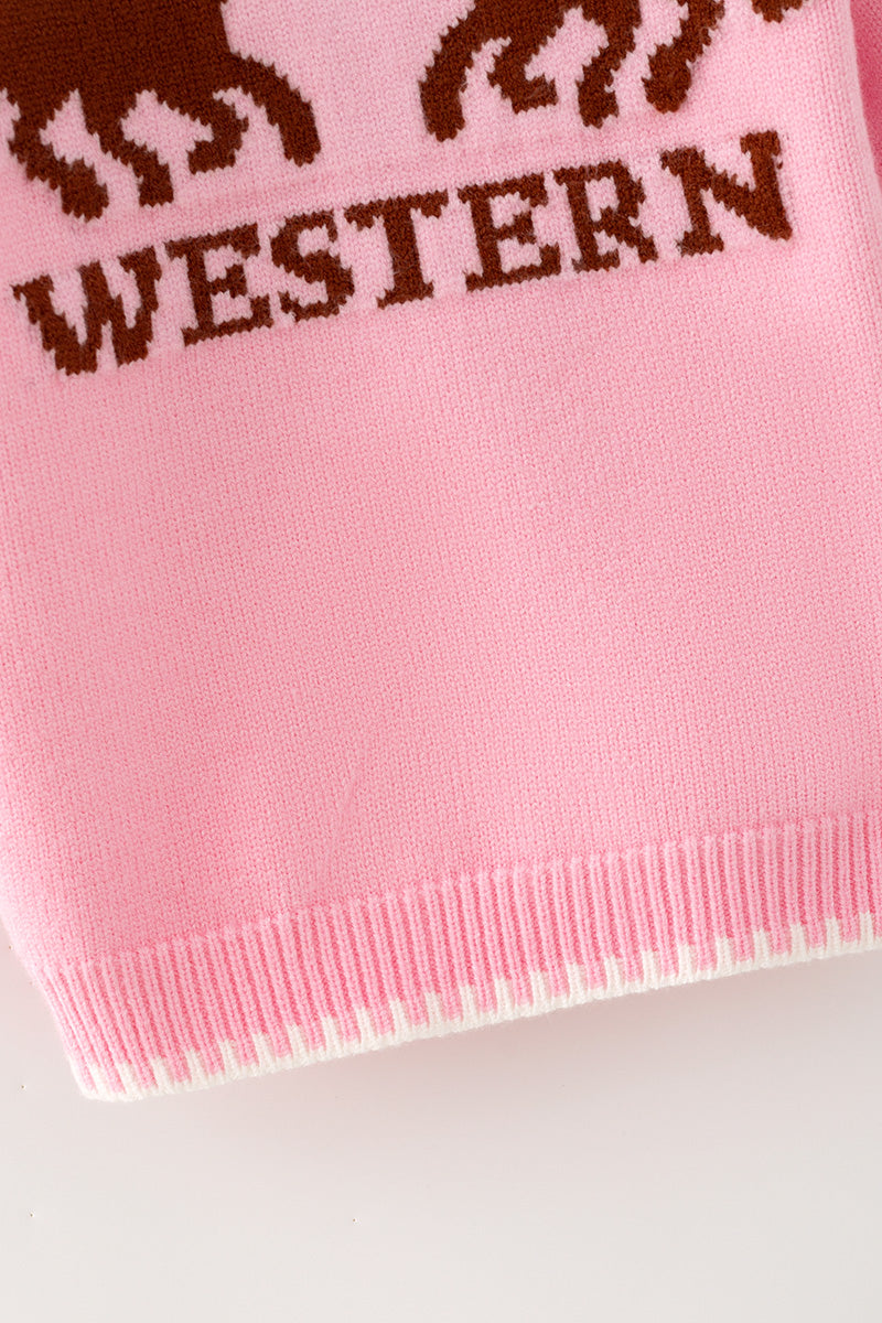 Pink Western sweater knit sweater. TPG60575