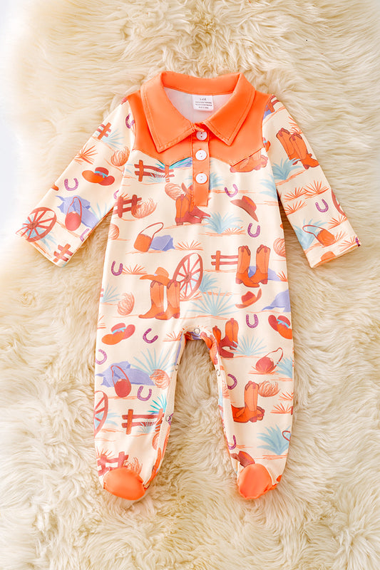 Ivory dessert printed boys baby bodysuit. RPG52261